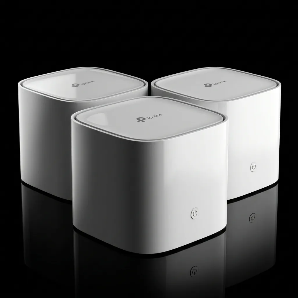 Three small white Wi-Fi units